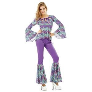 Disco Diva Women’s Halloween Costume Funky Foxy Adult Hippie Outfit Size X Large